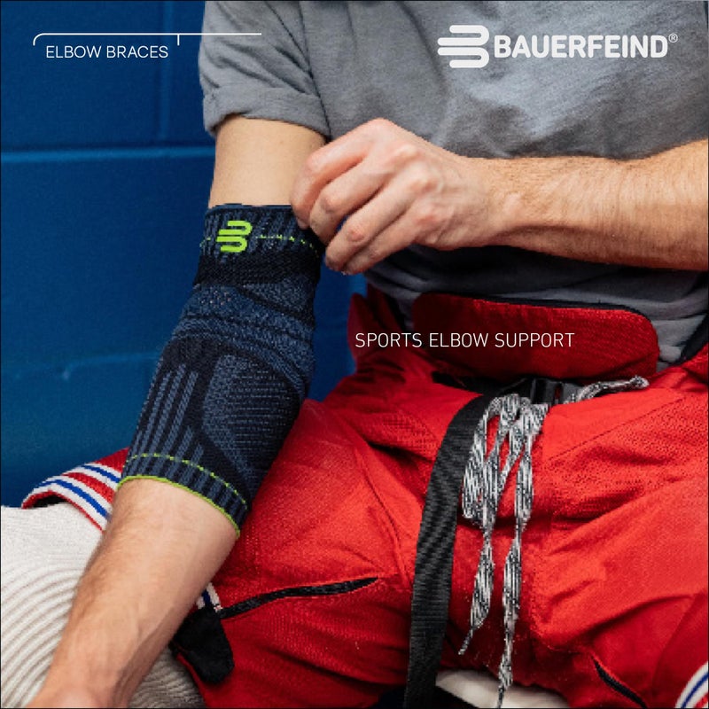 Bauerfeind Sports Elbow Support - Elbow Brace for Pain Relief and Support - Pads for Enhanced Comfort - Targeted Compression - Lightweight & Durable - Black/Navy, Large - Image 4